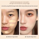 Foundation-Concealer Mengecilkan Pori dan Memberikan Blur Efek, Memberikan Riasan Sempurna, Menghaluskan Kerutan dan Garis Halus Dengan Asam Hialuronat, Karnosin, dan Mikroalga.